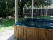 Shaded Spa Under 2nd Story Deck Near Pool